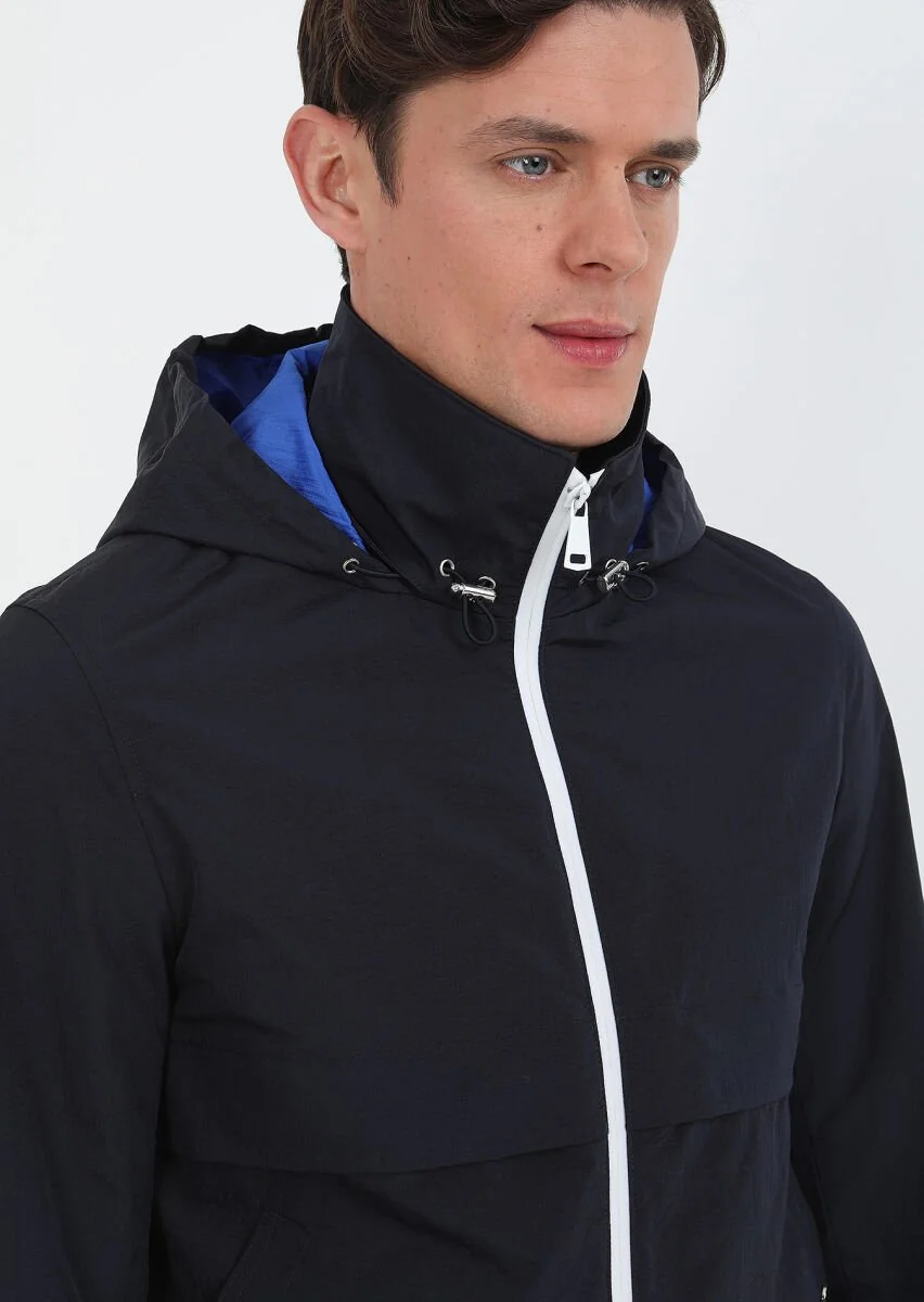 Navy Blue Weaving Coat - 2