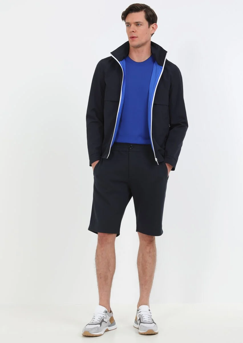 Navy Blue Weaving Coat - 3