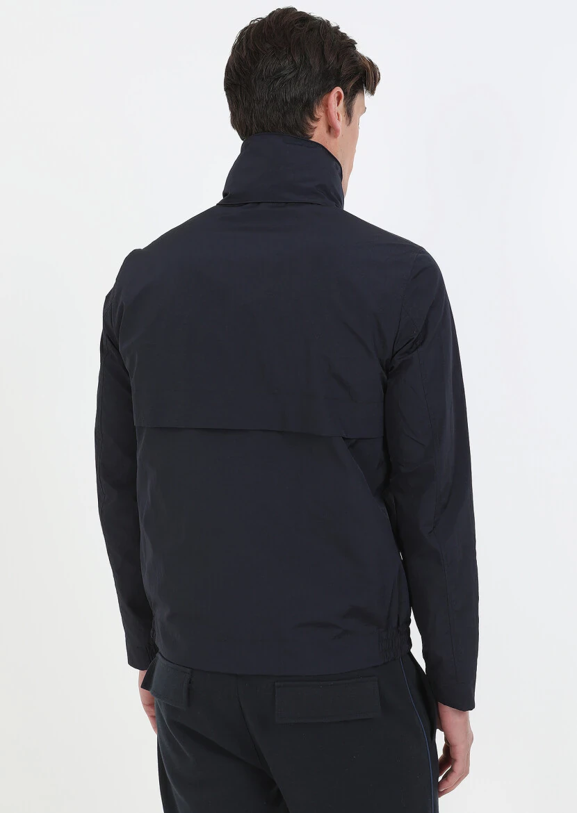 Navy Blue Weaving Coat - 7