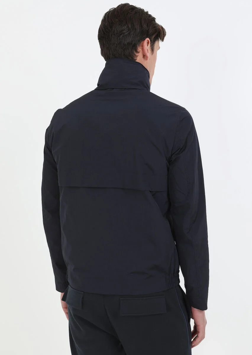 Navy Blue Weaving Coat - 7