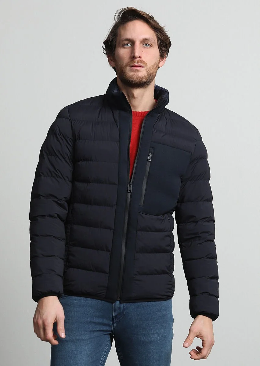 Navy Blue Weaving Coat - 1