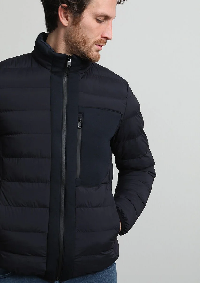 Navy Blue Weaving Coat - 2