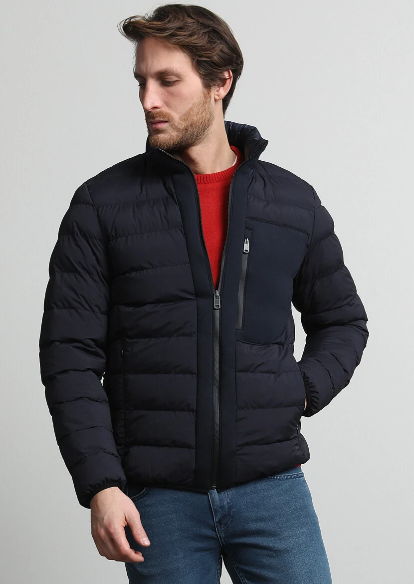 Navy Blue Weaving Coat - 3