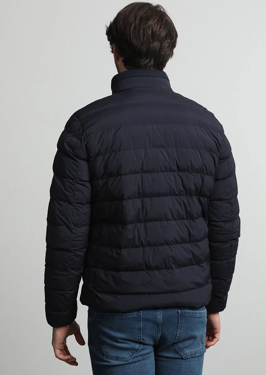 Navy Blue Weaving Coat - 4