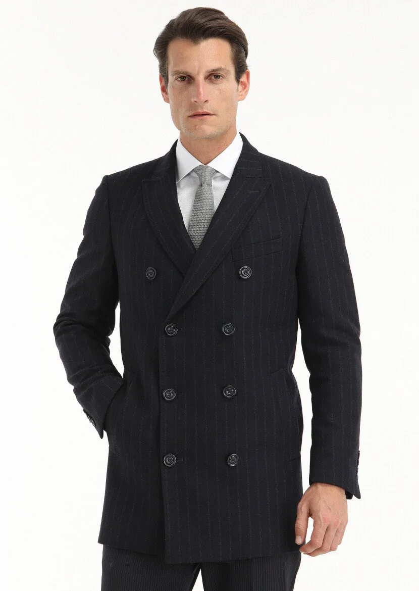 Navy Blue Weaving Coat 