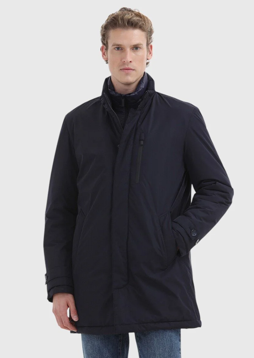 Navy Blue Weaving Coat 