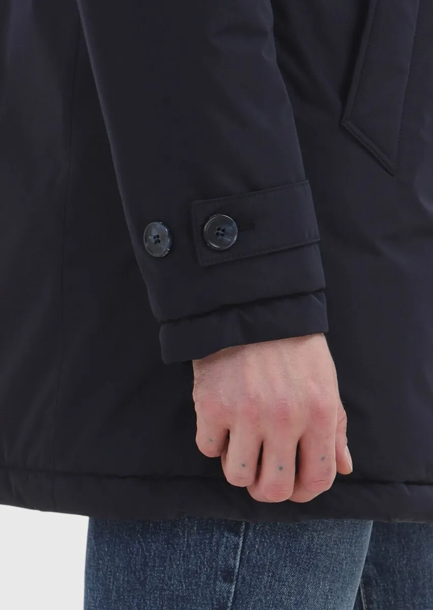 Navy Blue Weaving Coat - 4