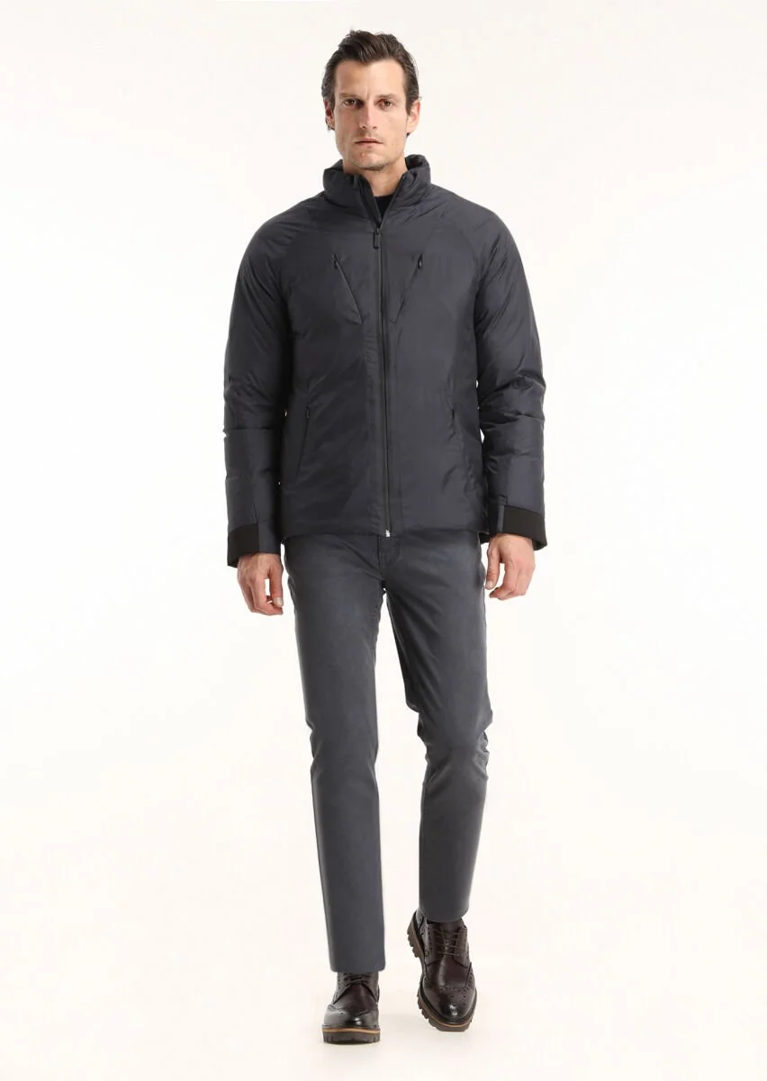 Navy Blue Weaving Coat - 1