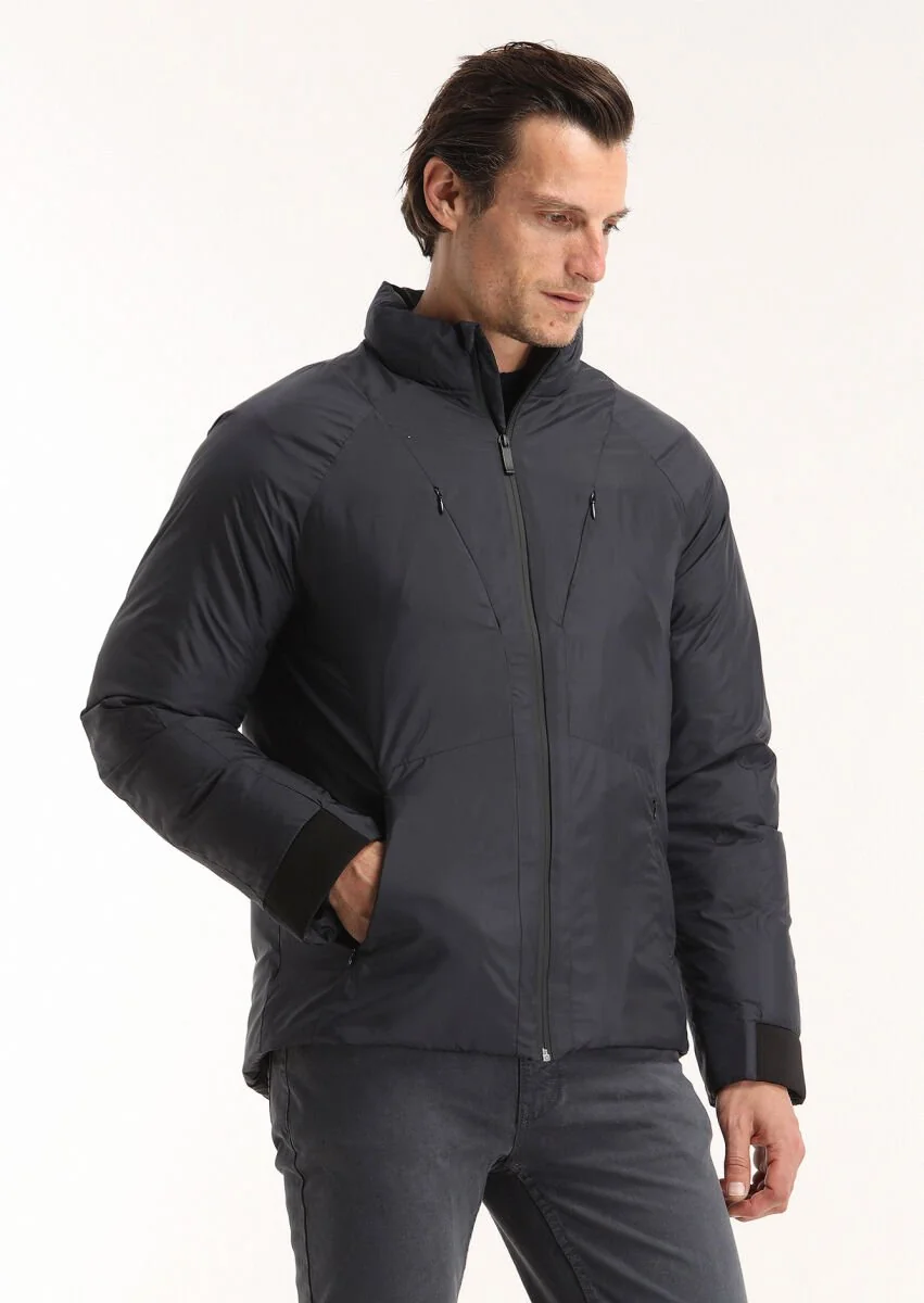 Navy Blue Weaving Coat - 2