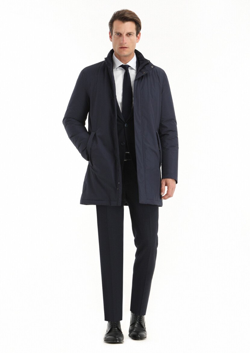 Navy Blue Weaving Coat 