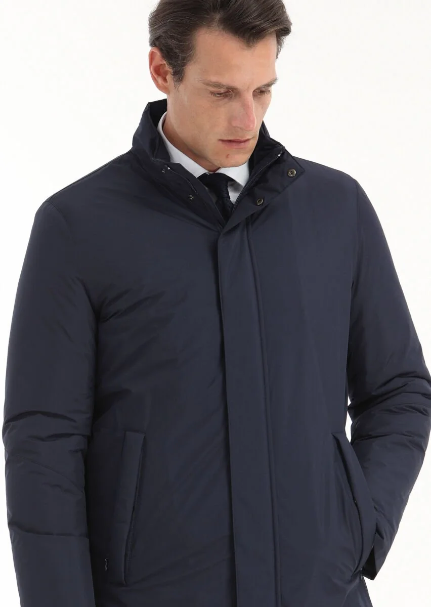 Navy Blue Weaving Coat - 3