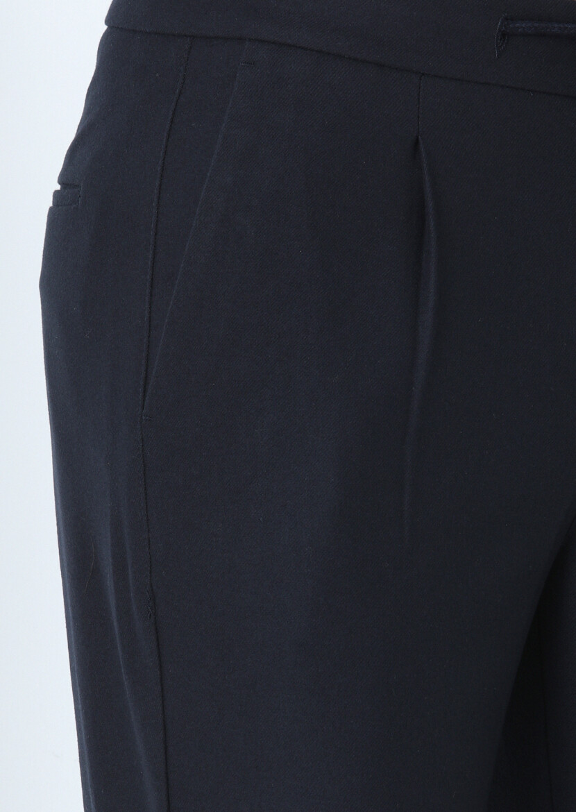 Navy Blue Weaving Jogging Fit Casual Trousers 