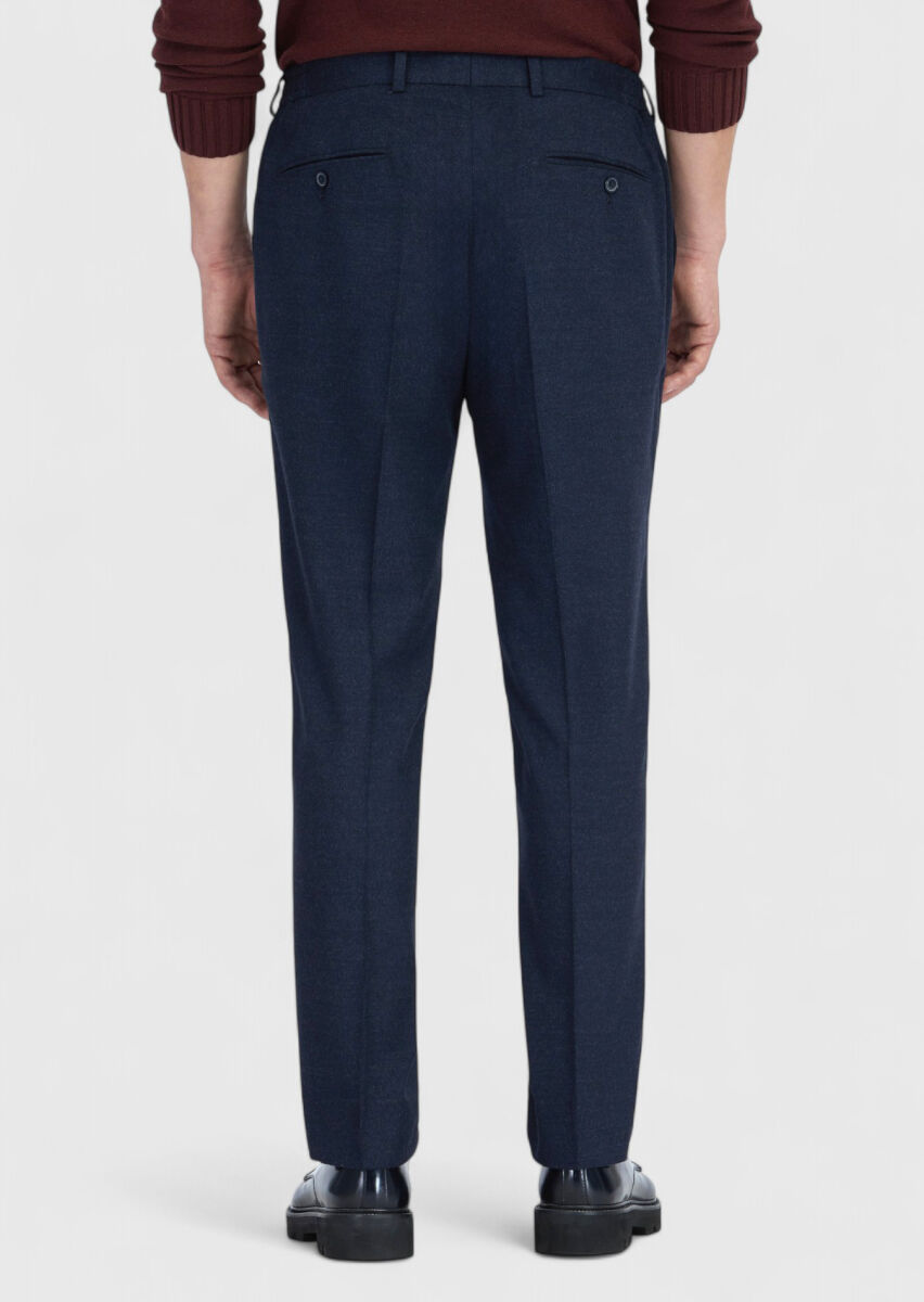 Navy Blue Weaving Jogging Fit Casual Trousers - 6