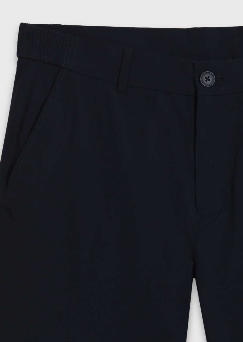 Navy Blue Weaving Jogging Fit Casual Trousers - 7