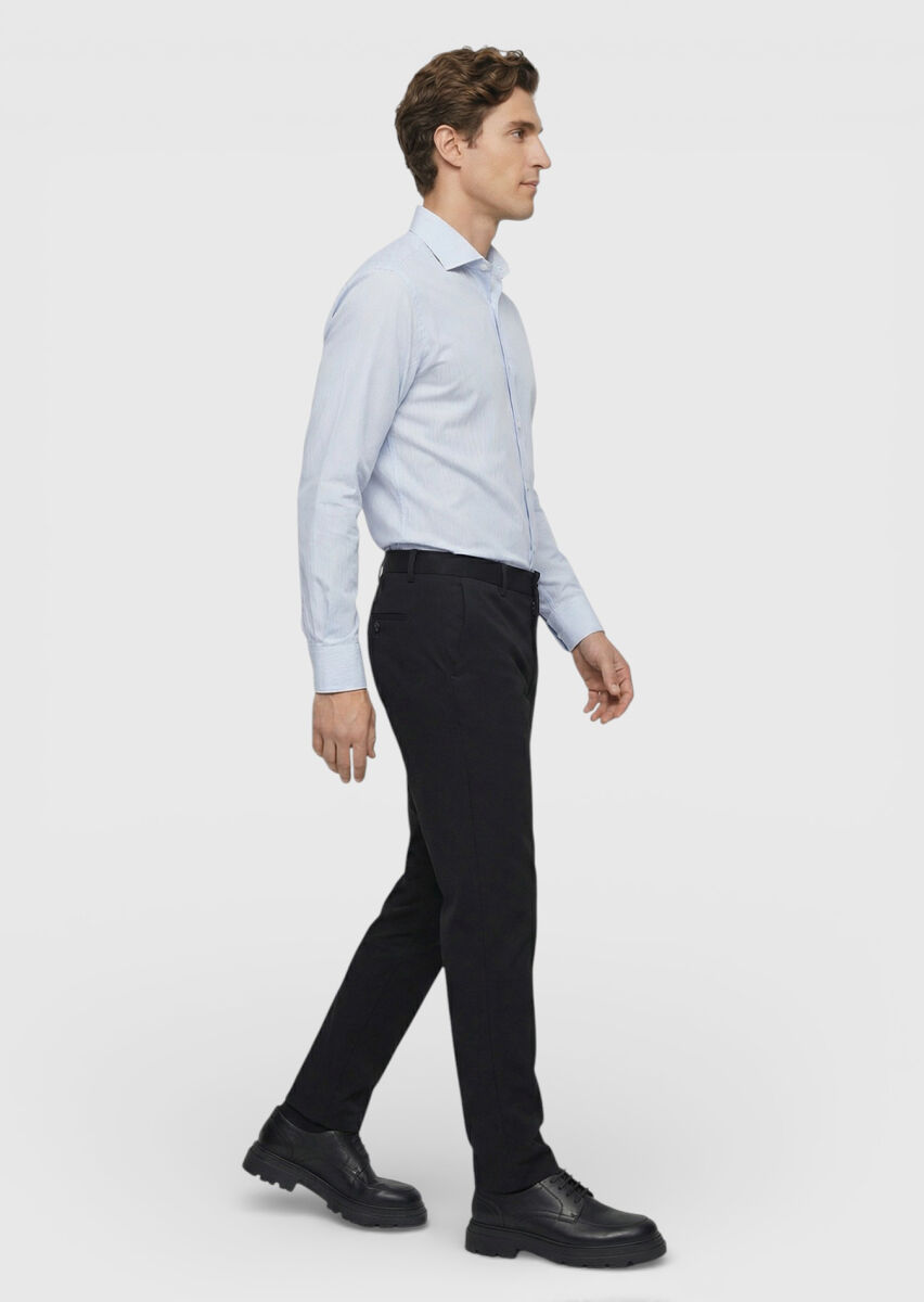 Navy Blue Weaving Jogging Fit Casual Trousers - 3