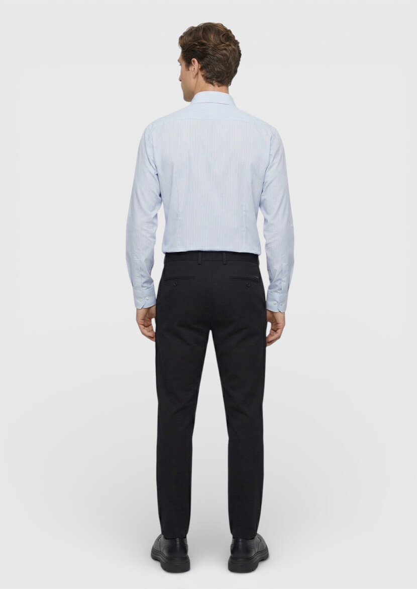 Navy Blue Weaving Jogging Fit Casual Trousers - 4