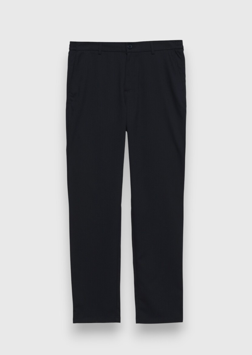 Navy Blue Weaving Jogging Fit Casual Trousers - 5