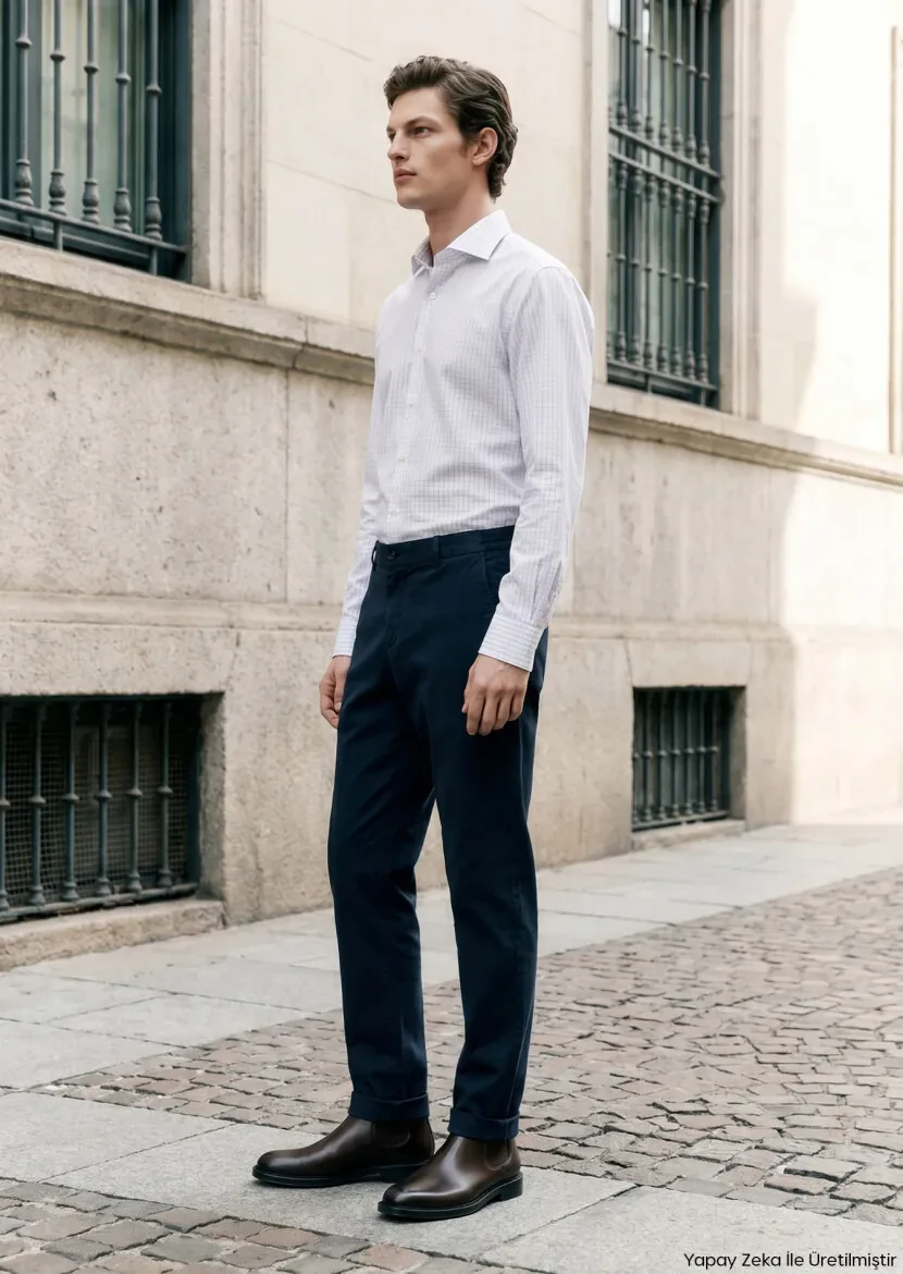 Navy Blue Weaving Jogging Fit Casual Trousers - RAMSEY