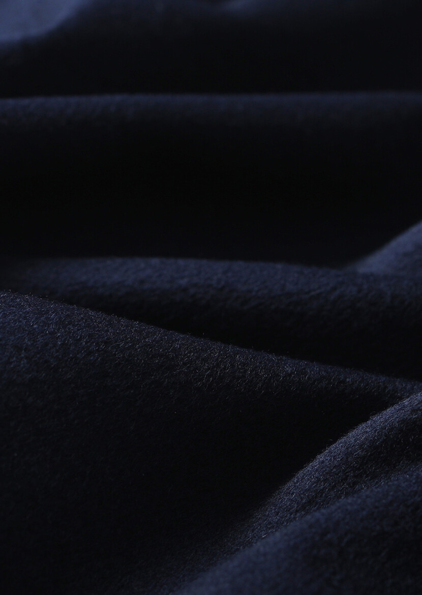 Navy Blue Weaving Overcoat - 4