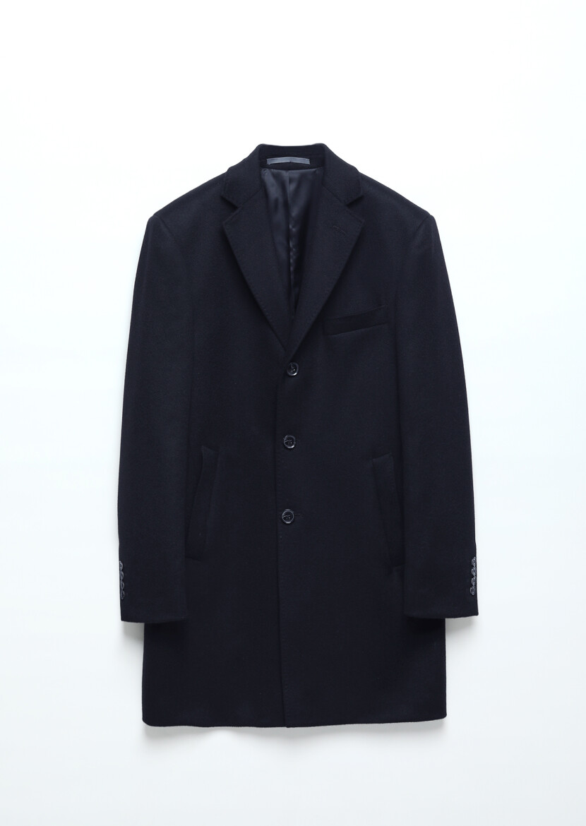 Navy Blue Weaving Overcoat 