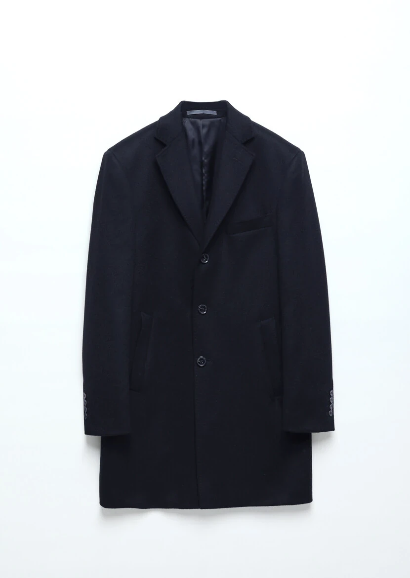 Navy Blue Weaving Overcoat 