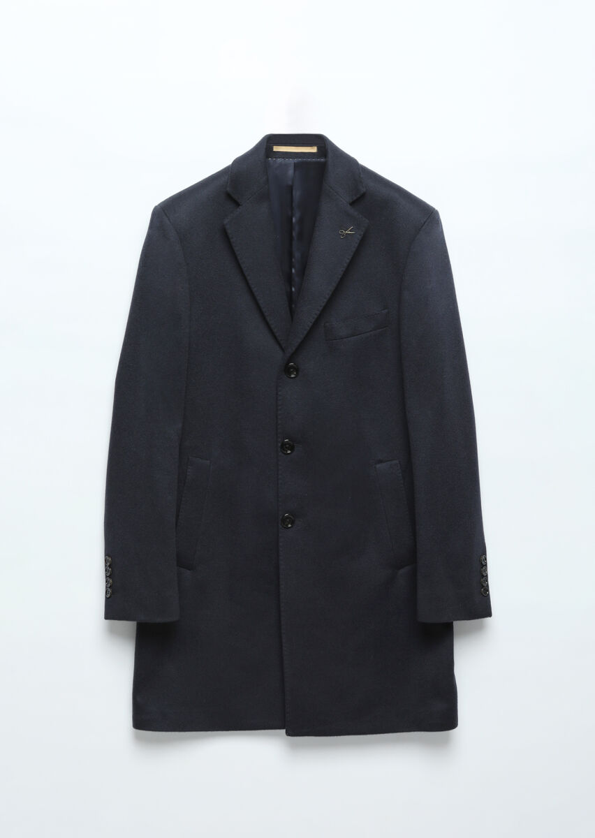 Navy Blue Weaving Overcoat - 13