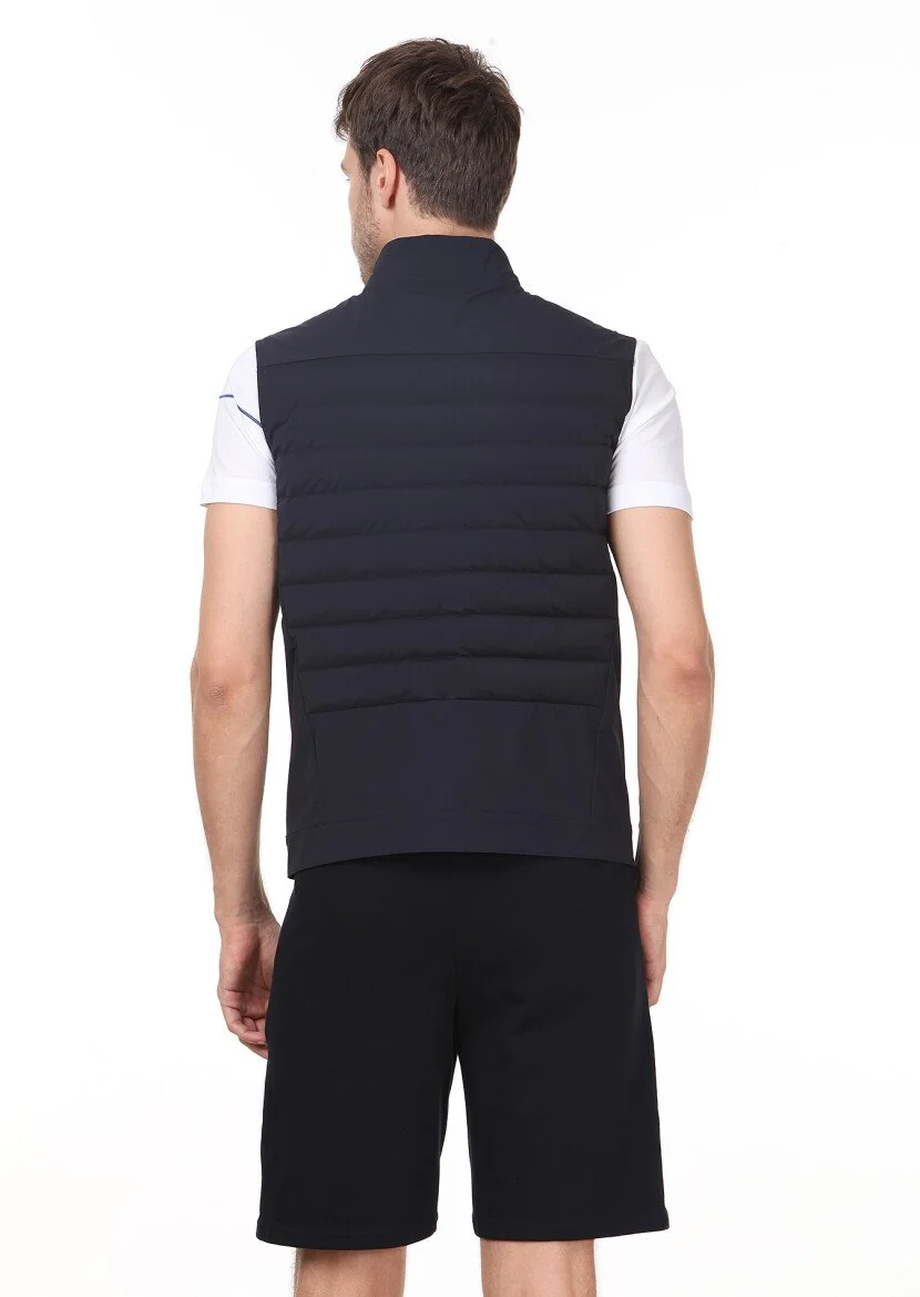 Navy Blue Weaving Puffer Vest - 4