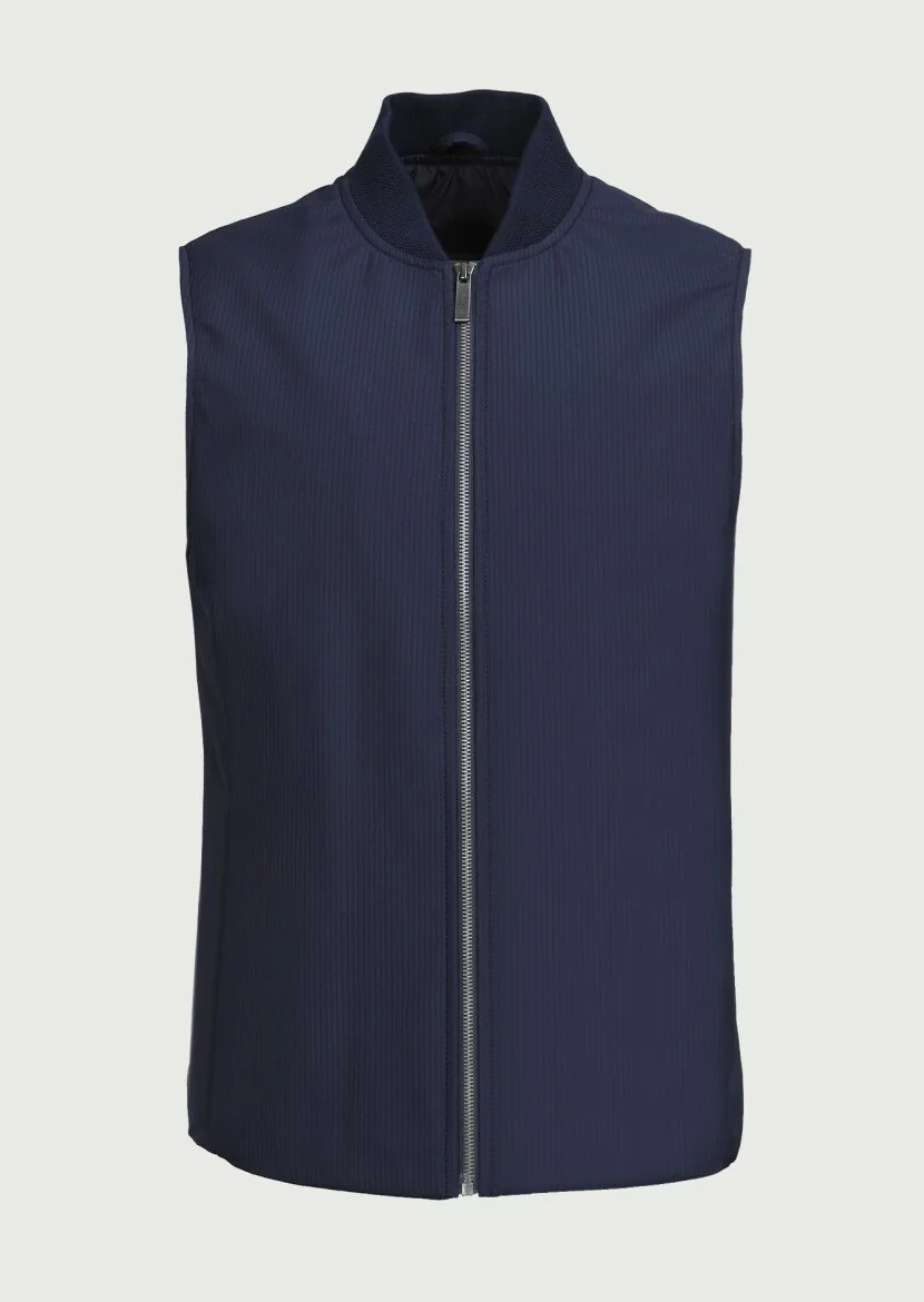 Navy Blue Weaving Puffer Vest - 6