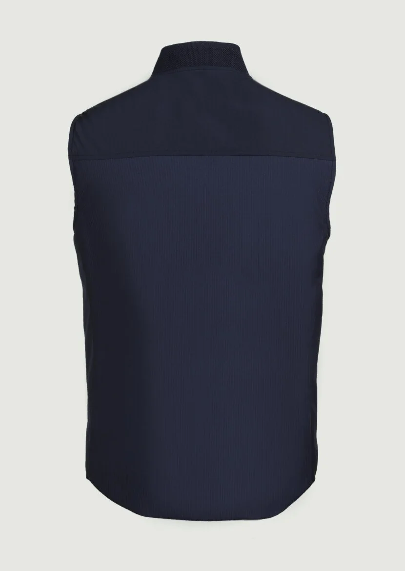 Navy Blue Weaving Puffer Vest - 7
