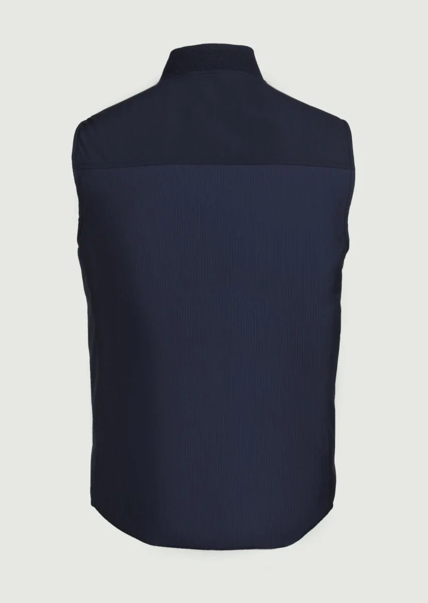Navy Blue Weaving Puffer Vest - 7