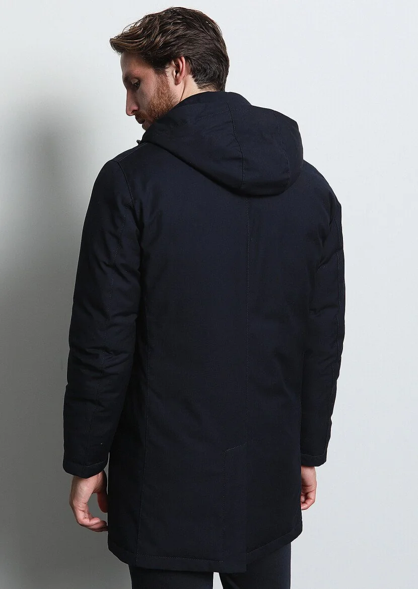 Navy Blue Weaving Rain Coat - 5