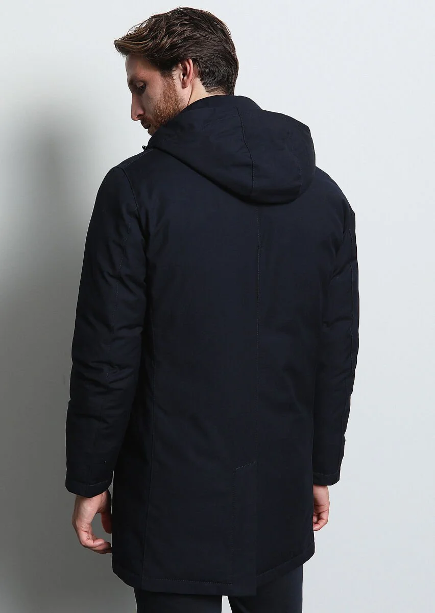 Navy Blue Weaving Rain Coat - 5