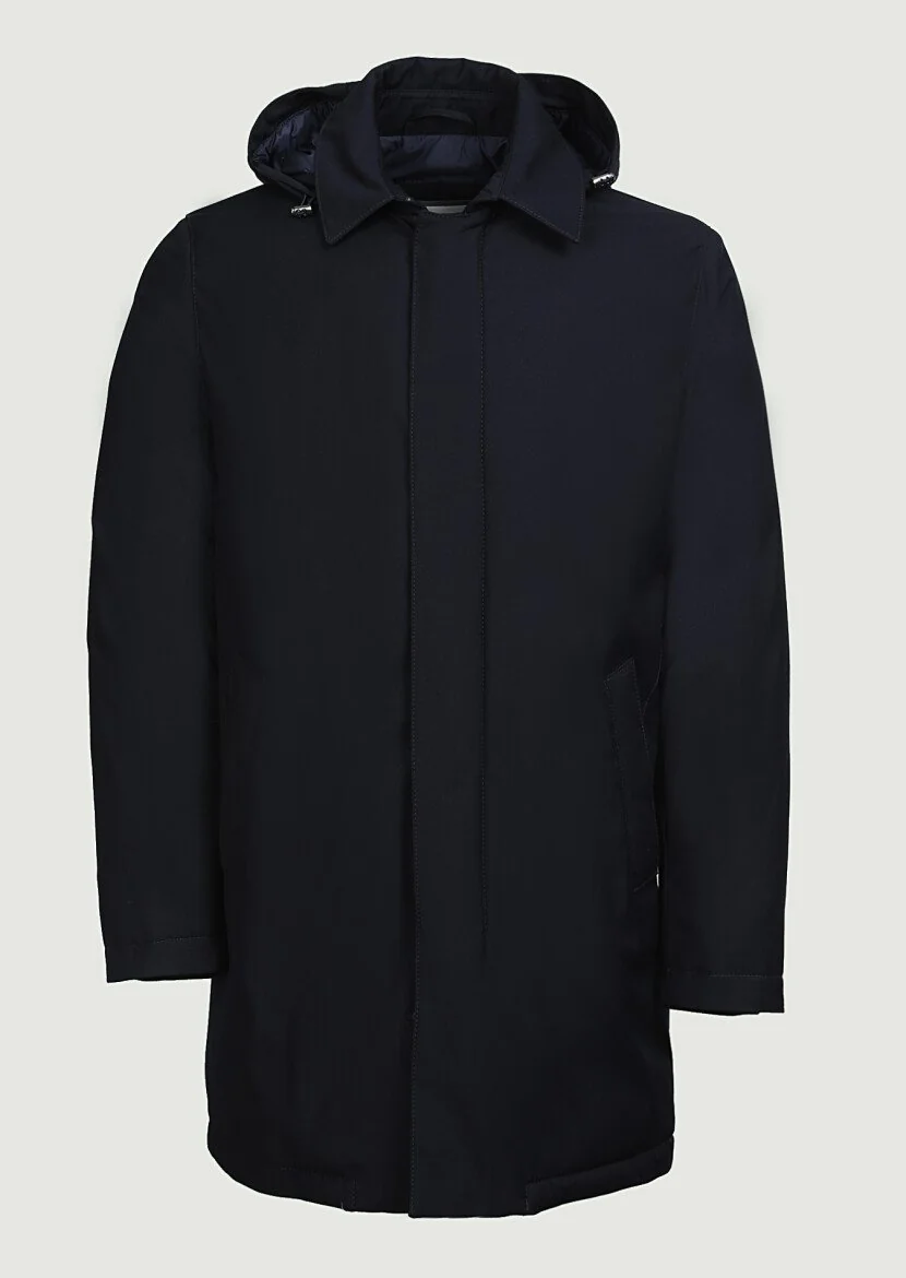 Navy Blue Weaving Rain Coat - 6