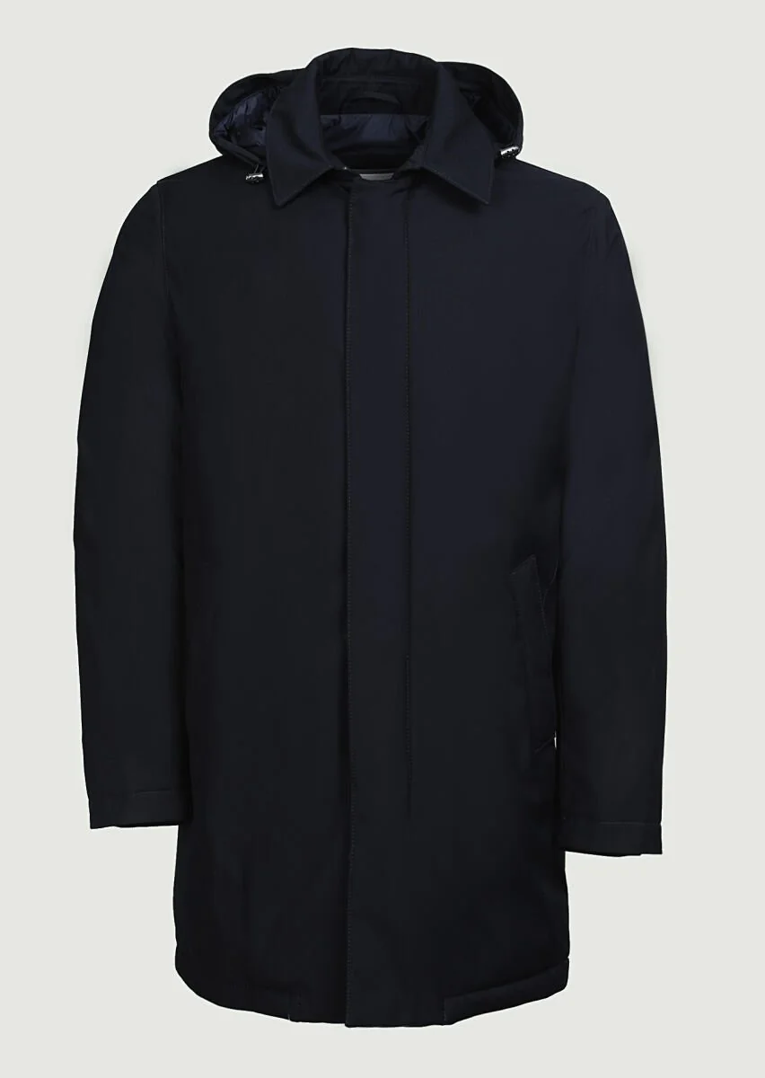 Navy Blue Weaving Rain Coat - 6