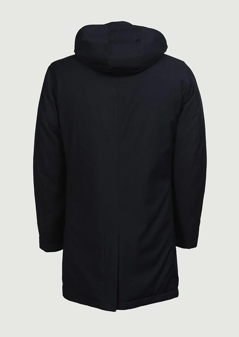 Navy Blue Weaving Rain Coat - 7