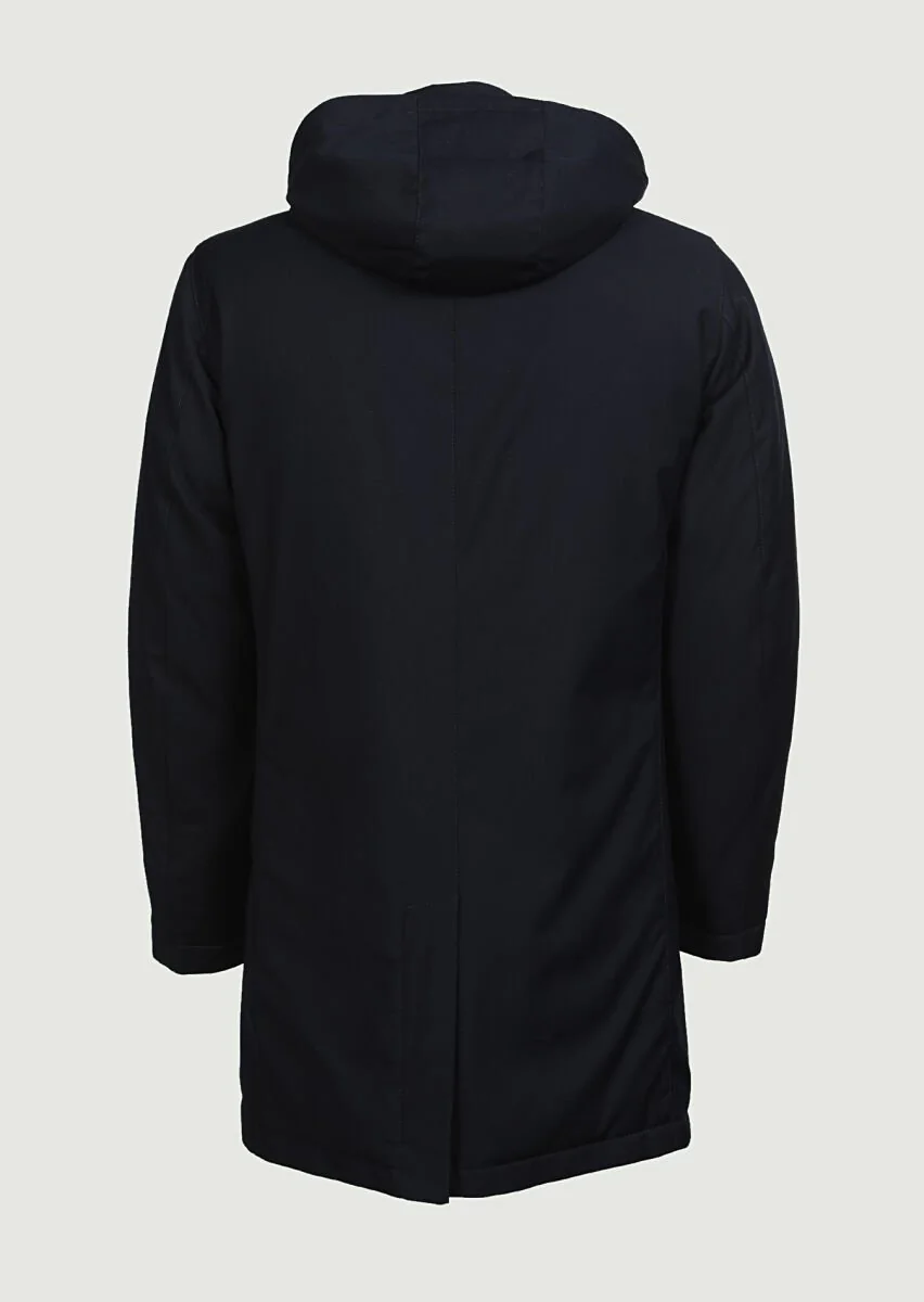 Navy Blue Weaving Rain Coat - 7