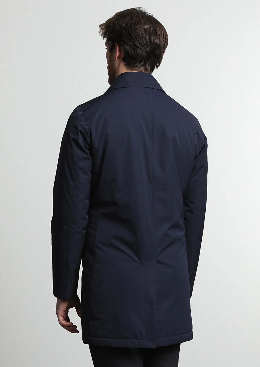 Navy Blue Weaving Rain Coat - 4