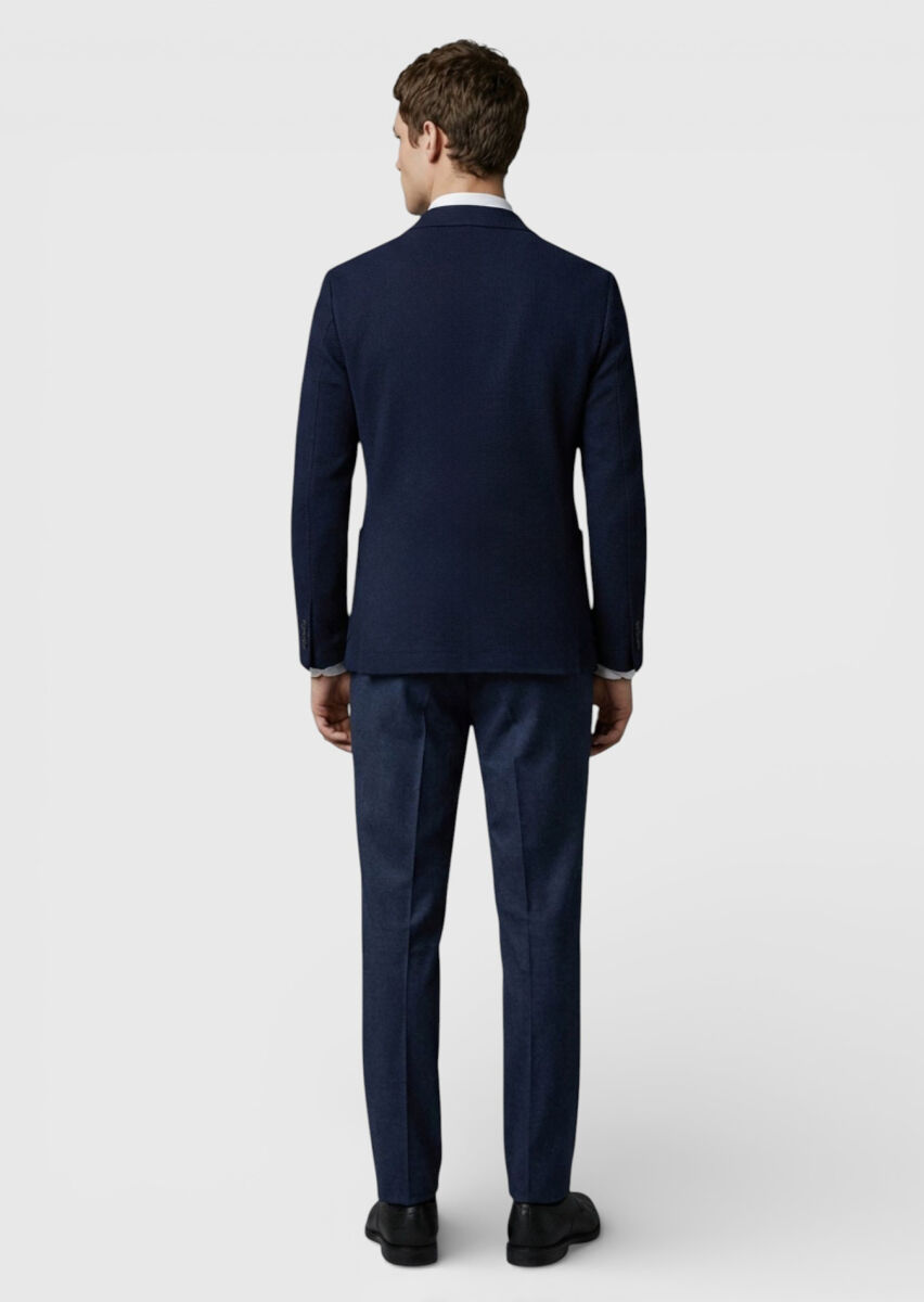 Navy Blue Wool Blended Jacket - 4