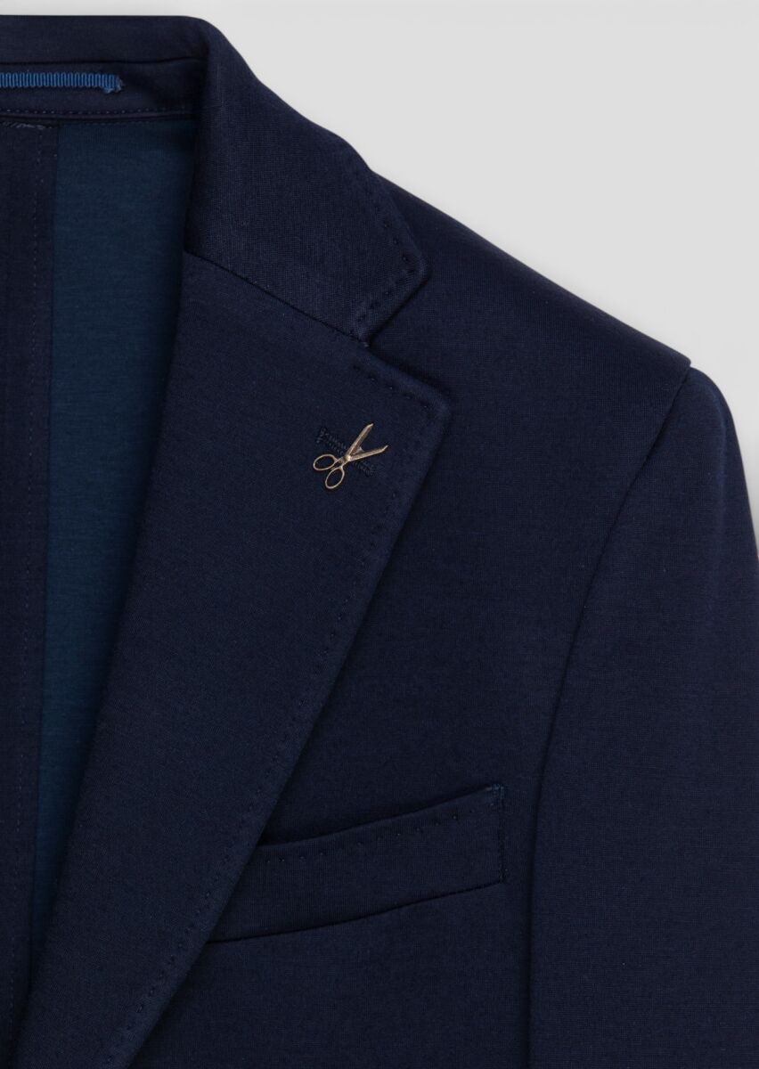 Navy Blue Wool Blended Jacket - 6