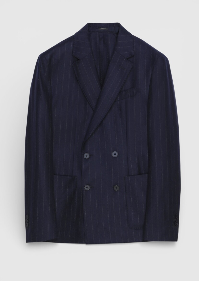 Navy Blue Zeroweight Slim Fit 100% Wool Jacket - 5