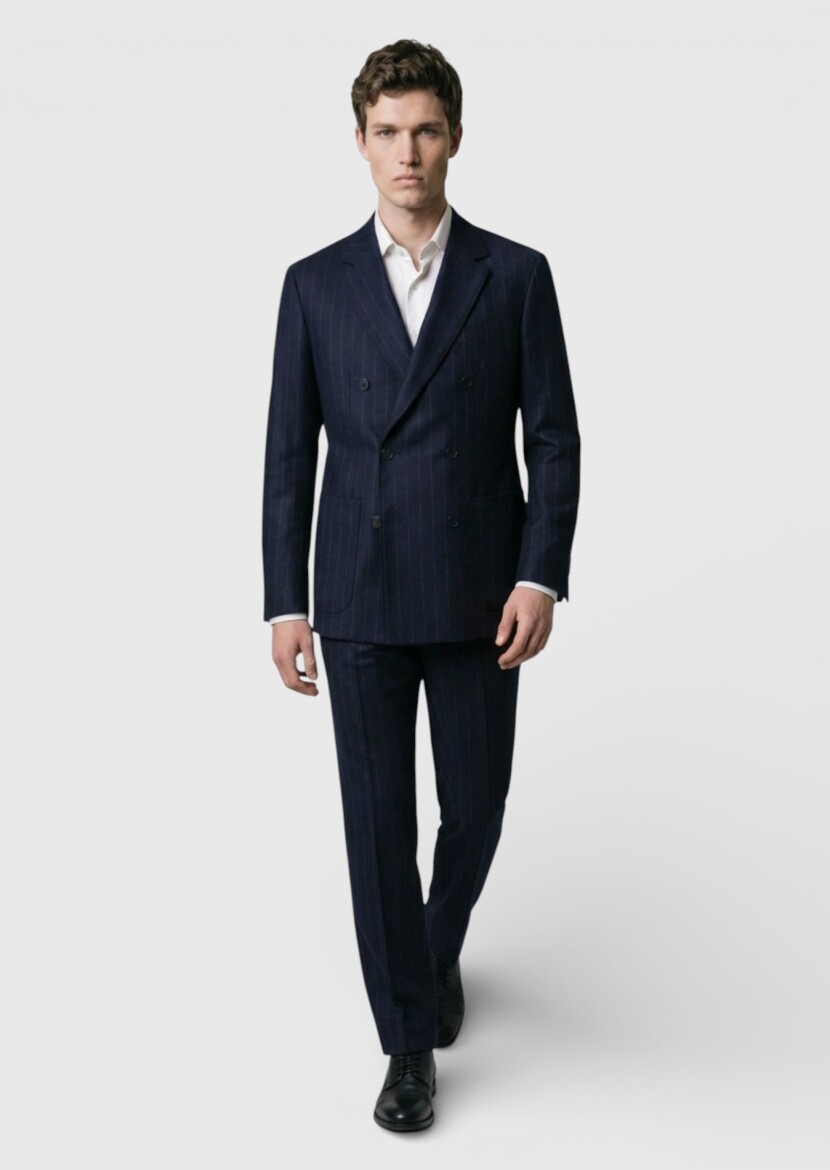 Navy Blue Zeroweight Slim Fit 100% Wool Jacket - RAMSEY