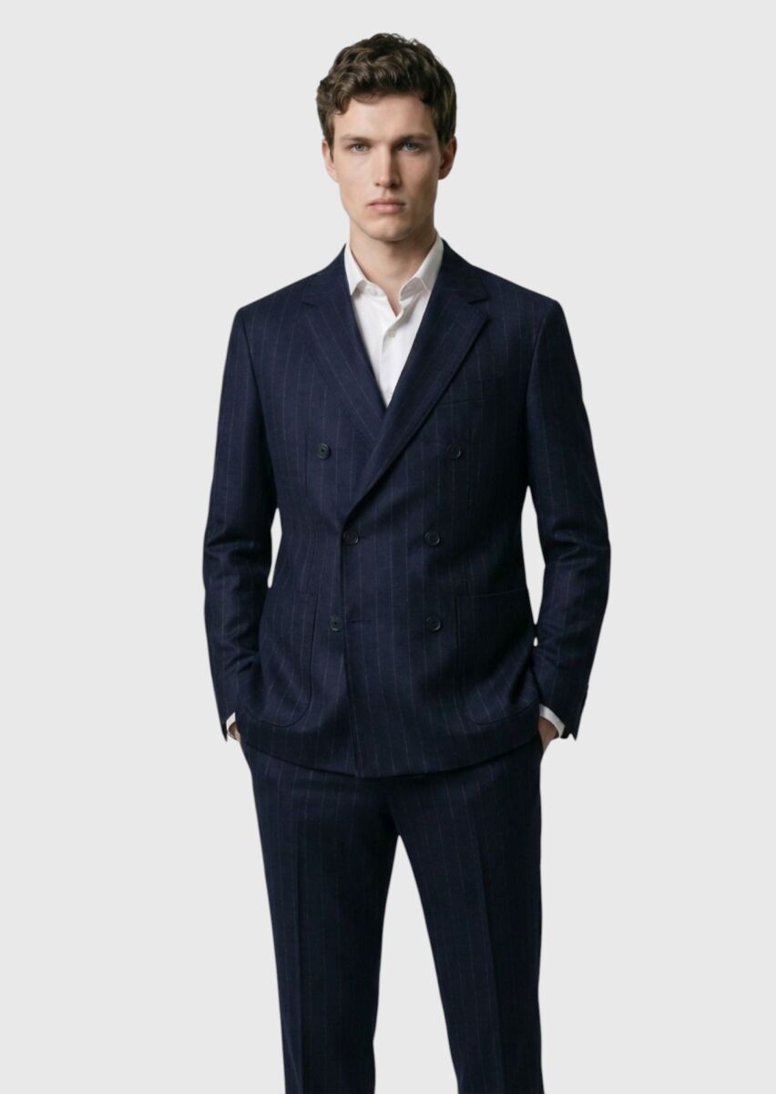 Navy Blue Zeroweight Slim Fit 100% Wool Jacket - 3