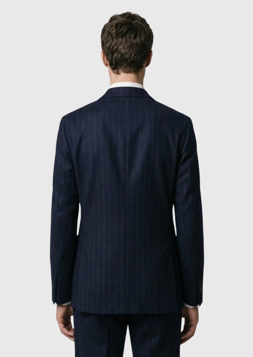 Navy Blue Zeroweight Slim Fit 100% Wool Jacket - 4