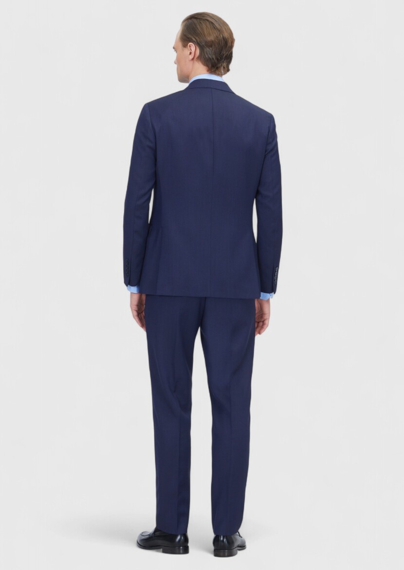 Navy Blue Zeroweight Slim Fit Wool Blended Suit - 7