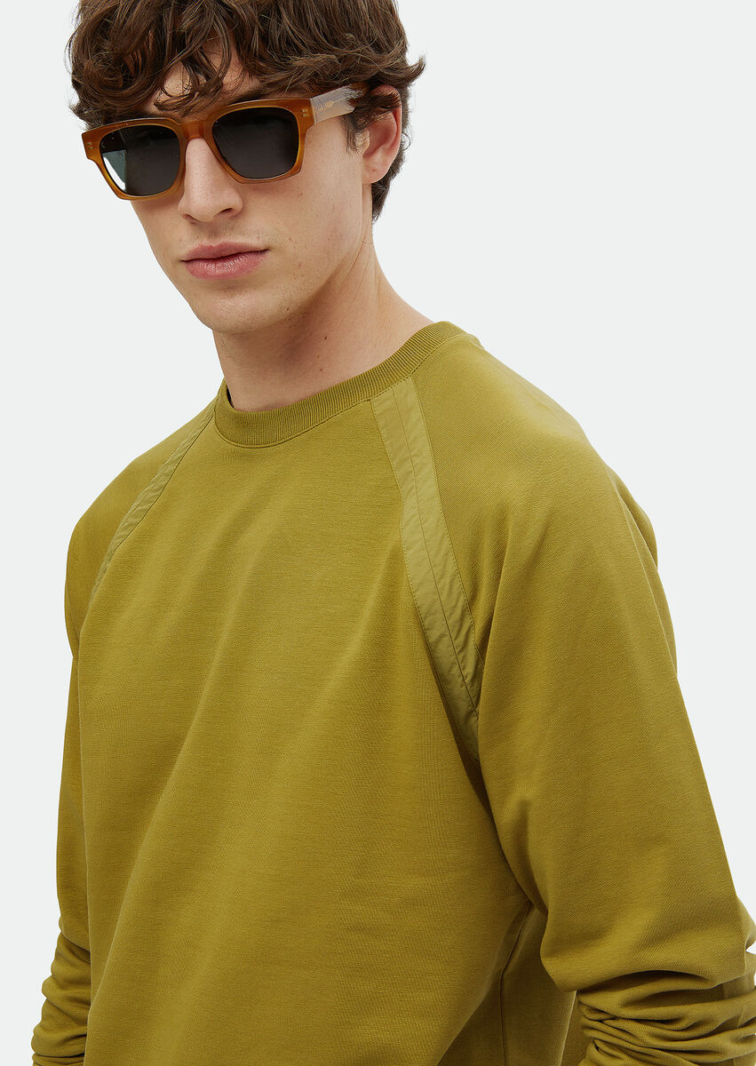 Oil Green Crew Neck Plain Sweatshirt - 3