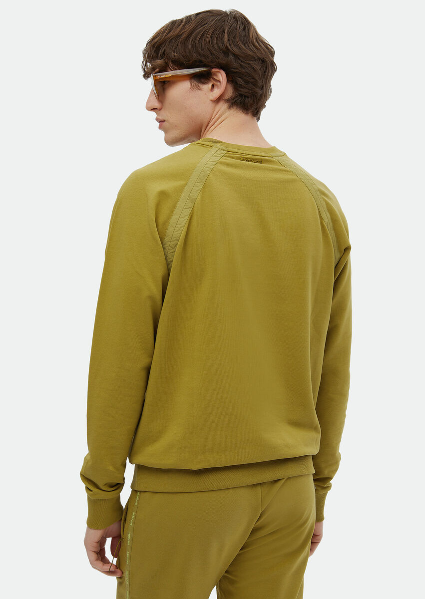 Oil Green Crew Neck Plain Sweatshirt - 5