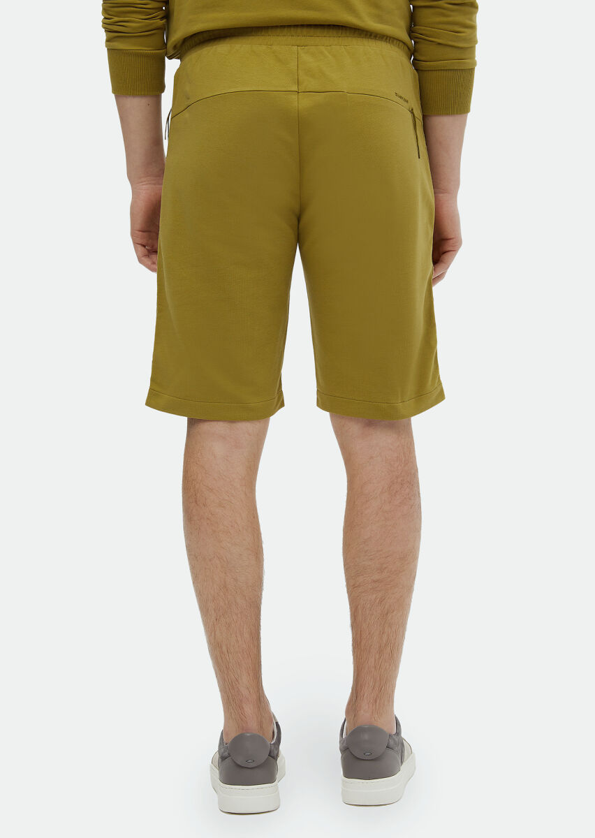 Oil Green Knitting Jogging Fit Sport Cotton Blended Bermuda - 3