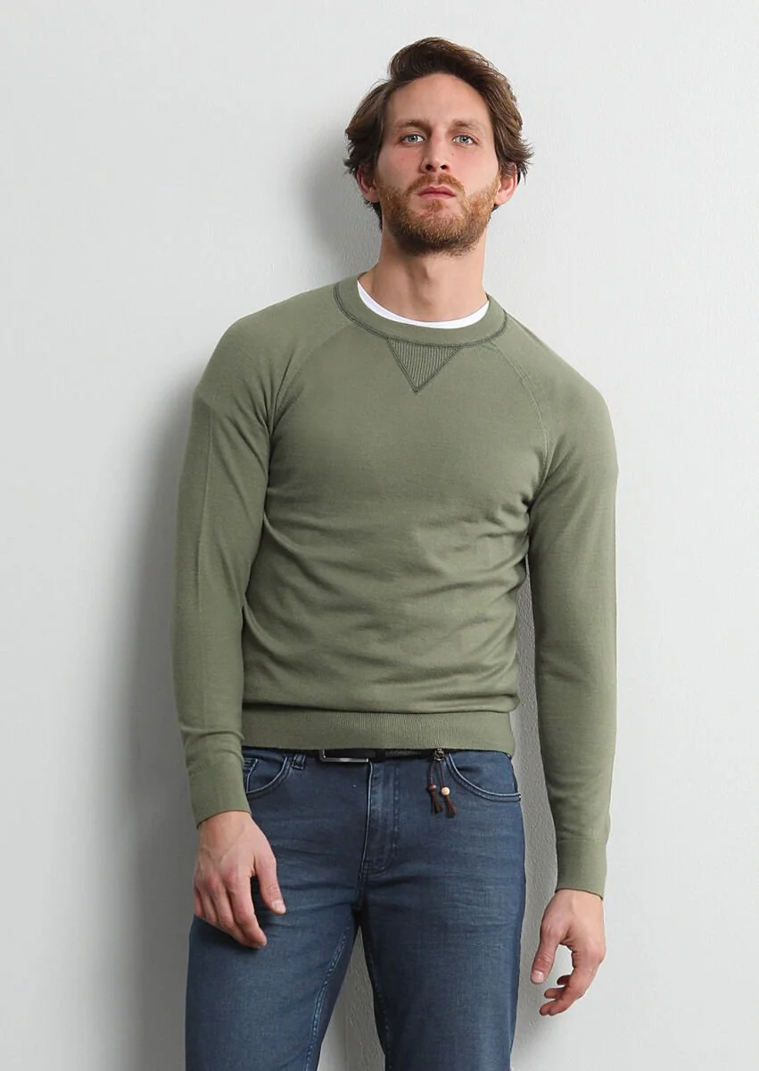 Oil Green Knitwear Sweatshirt - 1