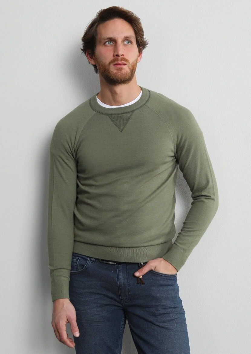 Oil Green Knitwear Sweatshirt - 2