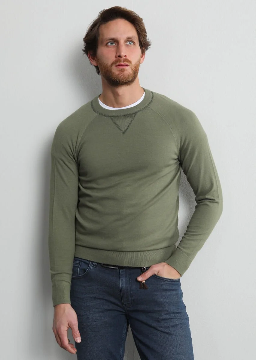 Oil Green Knitwear Sweatshirt - 2